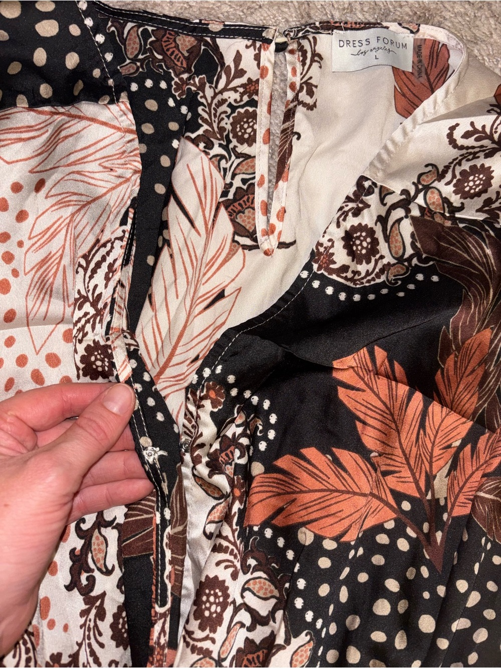 Dress Forum Cream and Brown Floral Print Jumpsuit - Picture 4 of 5